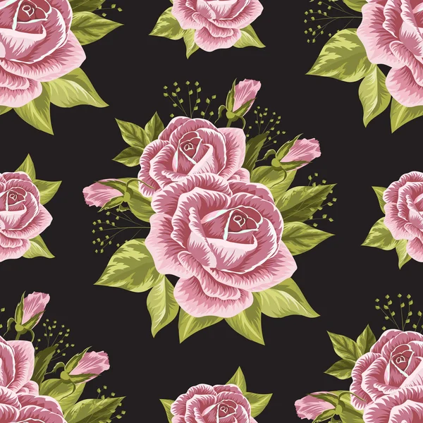 Motif floral sans couture avec des roses — Image vectorielle