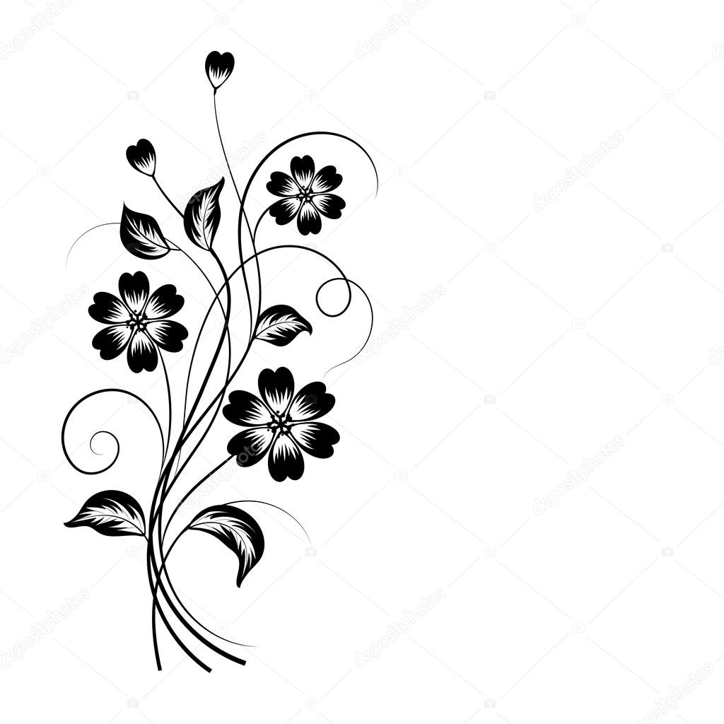 Simple Floral Background In Black And White Stock Vector