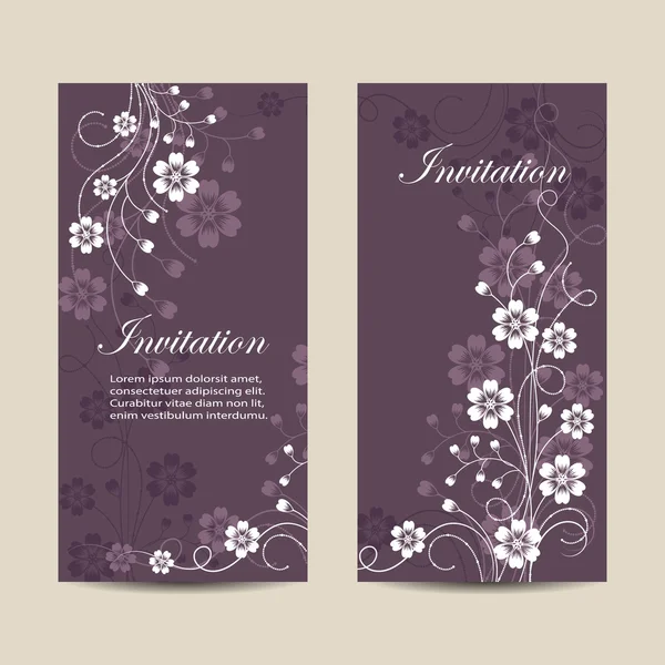 Conjunto de pancartas verticales con flores — Vector de stock