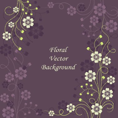 Güzel çiçek desenli Menekşe arka plan üzerinde