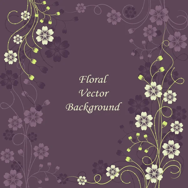 Beautiful floral pattern on violet background — Stock Vector