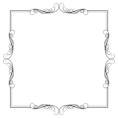 Beyaz arkaplanda siyah kaligrafi dekoratif çerçeve