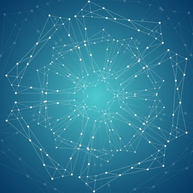 Bağlı çizgiler ve noktalar ile geometrik desen.