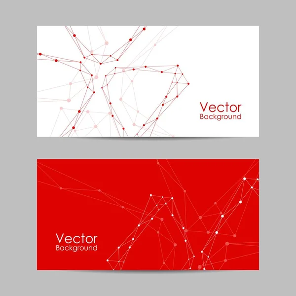 Conjunto de banners con líneas y puntos conectados. — Vector de stock