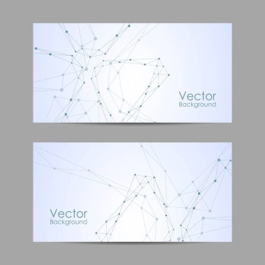 Bağlı çizgiler ve noktalar olan pankartlar.