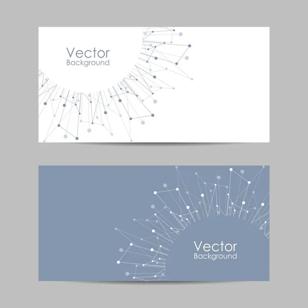 Conjunto de banners con líneas y puntos conectados. — Vector de stock