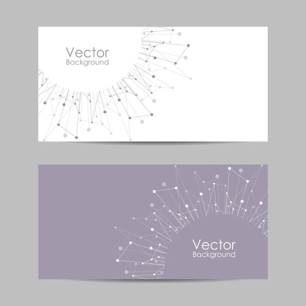 Conjunto de banners con líneas y puntos conectados. — Vector de stock