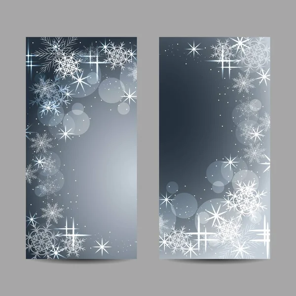 Conjunto de banners vetoriais com estrelas e flocos de neve — Vetor de Stock