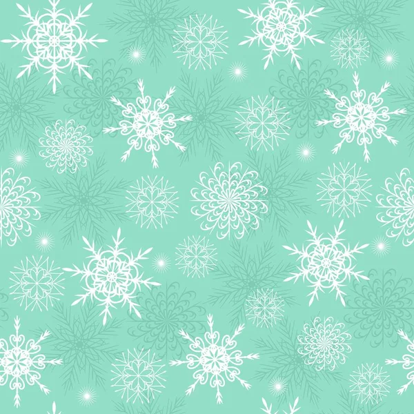 Winter naadloos patroon met de witte sneeuwvlokken — Stockvector
