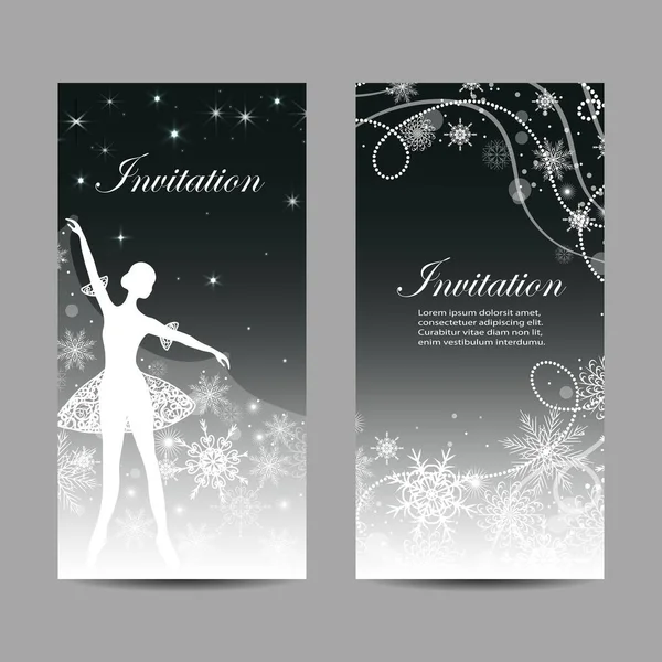 Invitations de Noël et du Nouvel An avec ballerine — Image vectorielle