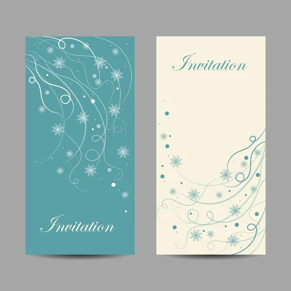 Hermosas pancartas de invierno con copos de nieve y remolinos — Vector de stock