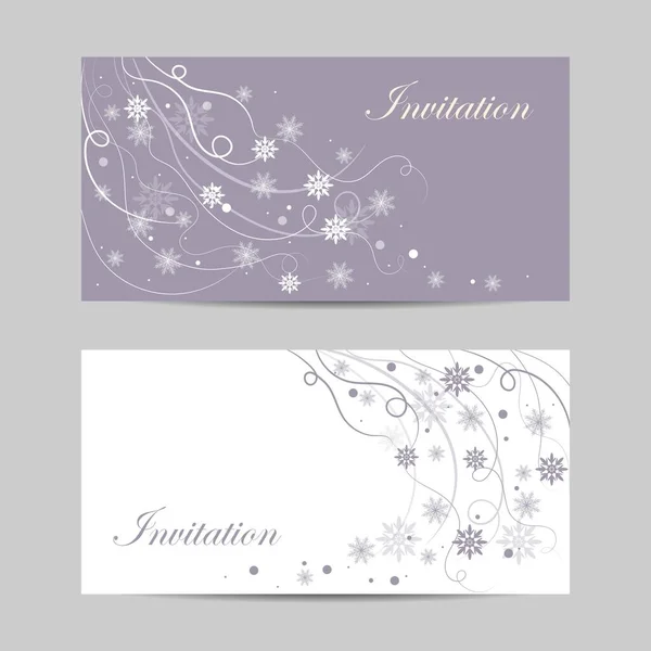 Belos banners de inverno com flocos de neve e redemoinho — Vetor de Stock