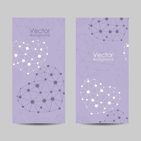 Conjunto de banners verticais com corações abstratos — Vetor de Stock