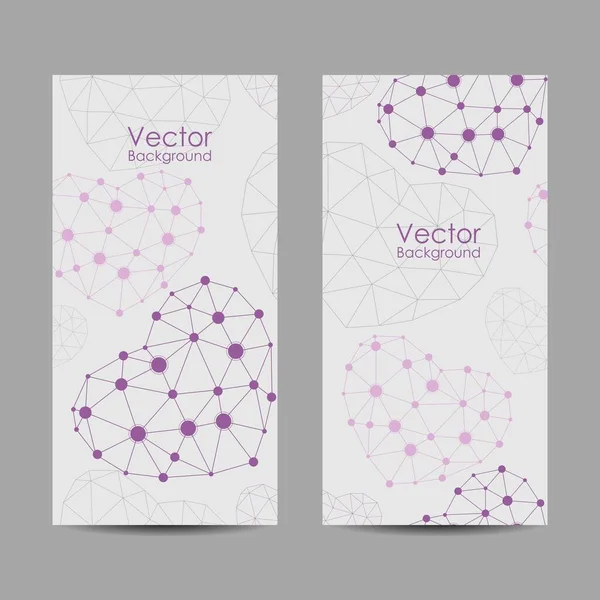 Set vertikaler Banner mit abstrakten Herzen — Stockvektor