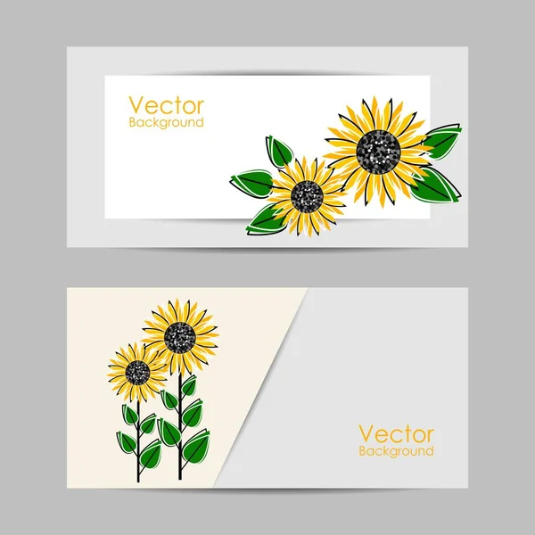 Set von horizontalen Bannern mit schönen Blumen — Stockvektor