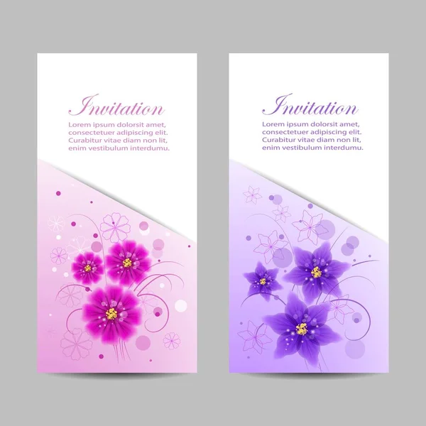 Conjunto de pancartas verticales con hermosas flores — Vector de stock