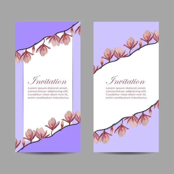 Conjunto de pancartas verticales con hermosas flores — Vector de stock