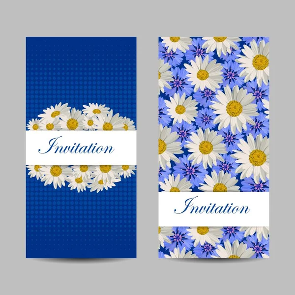 Conjunto de pancartas verticales con hermosas flores — Vector de stock