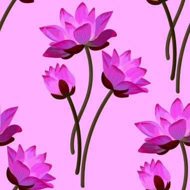 Pembe nilüferlerle kusursuz desen