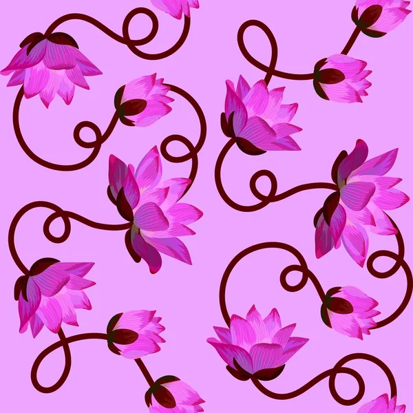 Nahtloses Muster mit den rosa Seerosen — Stockvektor
