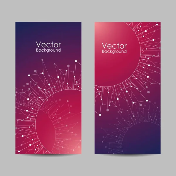 Conjunto de banners con líneas y puntos conectados. — Vector de stock