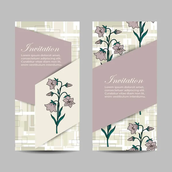 Conjunto de pancartas verticales con hermosas flores — Vector de stock