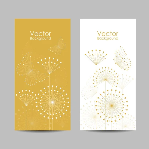 Conjunto de pancartas con mariposas y flores — Vector de stock