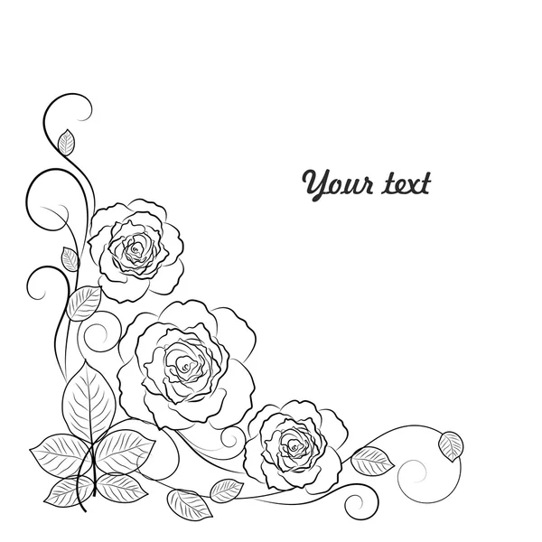 Fond floral simple en noir et blanc avec place pour votre texte . — Image vectorielle