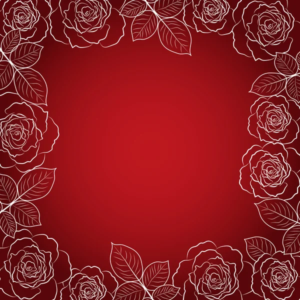 Cadre floral simple en blanc sur fond rouge . — Image vectorielle