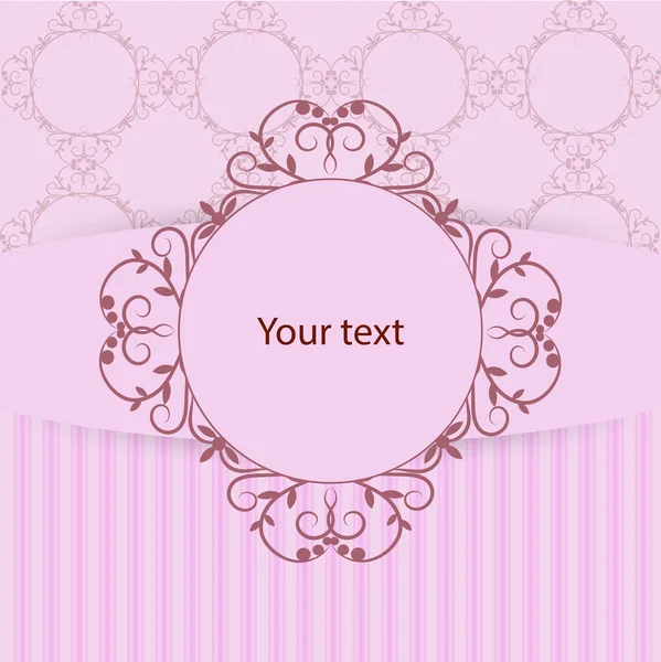 Cadre vintage avec place pour votre texte sur fond rose avec motif et rayures . — Image vectorielle