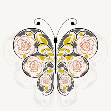 Çiçek desenli bir kelebek şeklinde