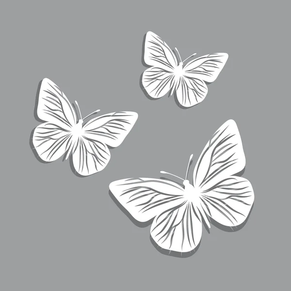 Libro Blanco Mariposas sobre fondo gris — Vector de stock