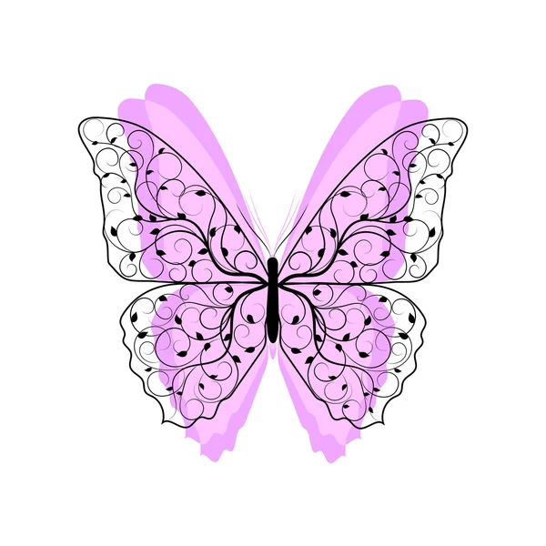 美丽的蝴蝶与花卉图案. — 图库矢量图片