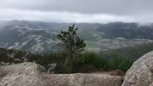 挪威斯堪的纳维亚半岛夏季雨天偷前讲坛岩石的令人震惊的视频 — 图库视频影像