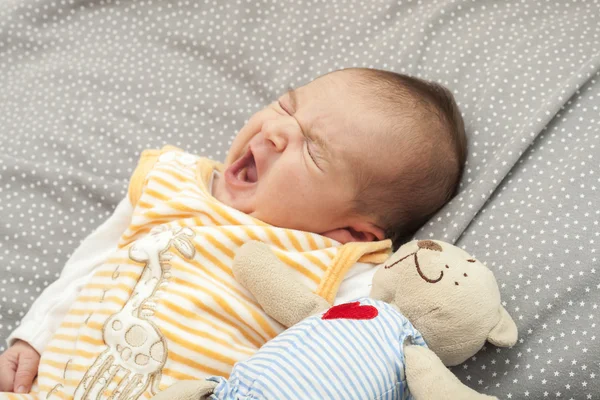 Babyboy newborn yawning — Stock Photo, Image