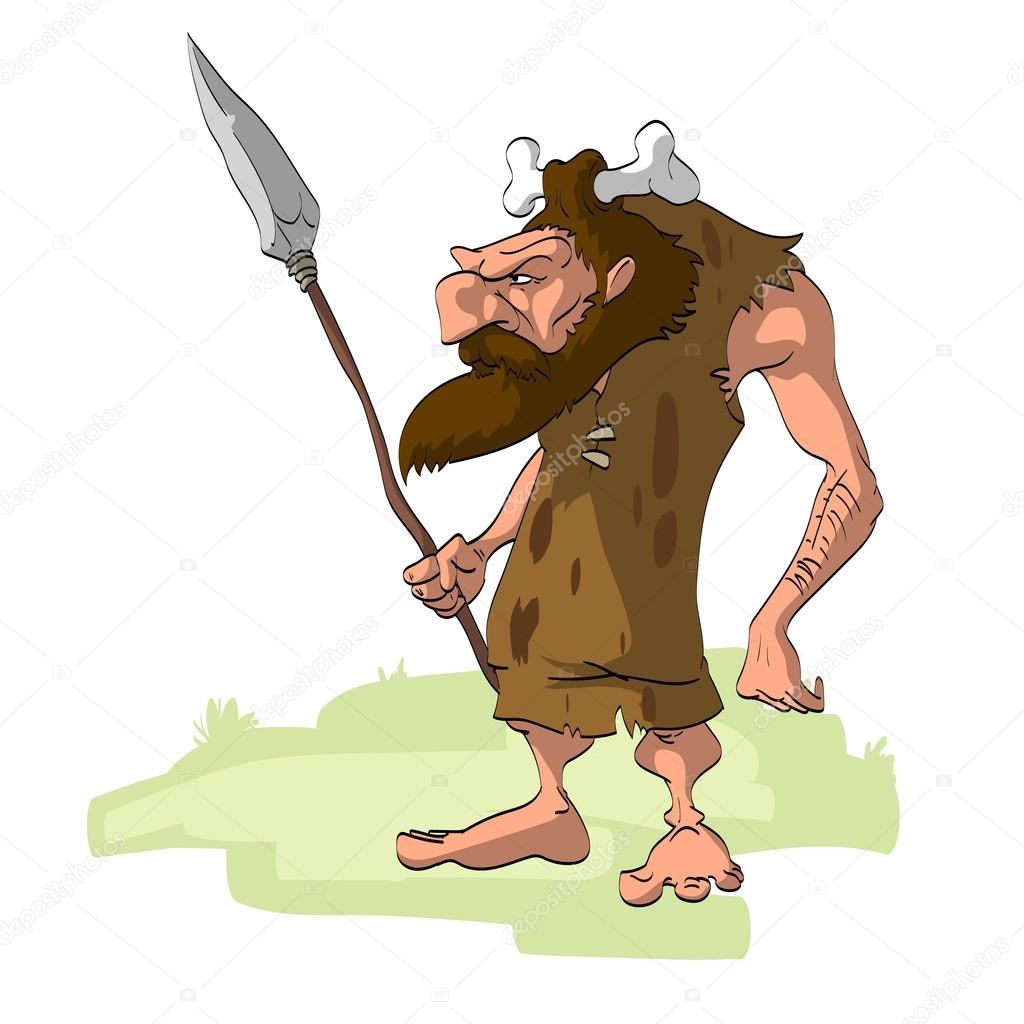 Caveman hunter with a weapon