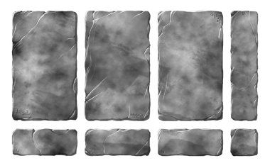 Gerçekçi taş tabletler, paneller ve düğmeleri.