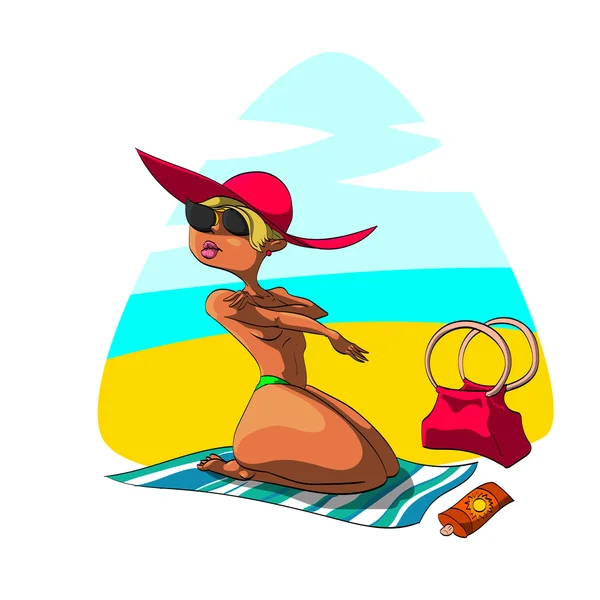 Chica caliente en la playa . — Vector de stock