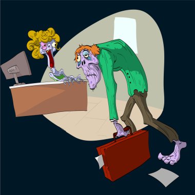Corporate zombie going to work clipart