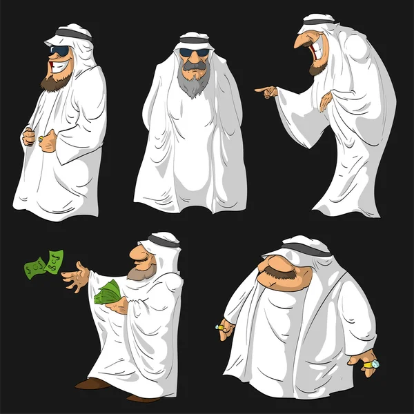 Sheikhs árabes de dibujos animados — Archivo Imágenes Vectoriales