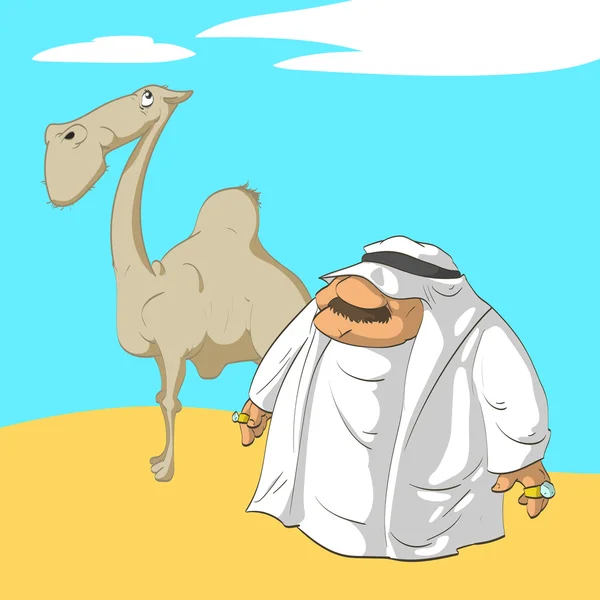 Arab sejk és a teve — Stock Vector