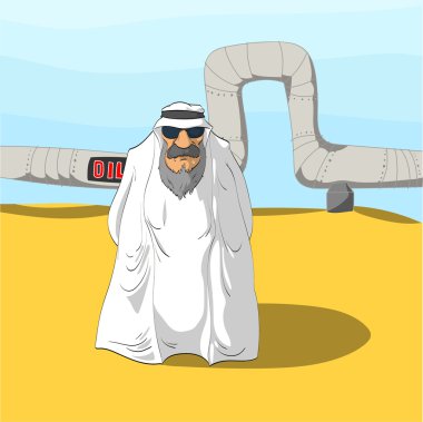 Arab Sheikh and an Oil Pipeline clipart