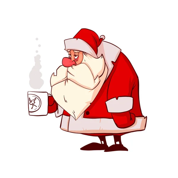 Ilustración Vectorial Colorida Papá Noel Enfermo — Vector de stock