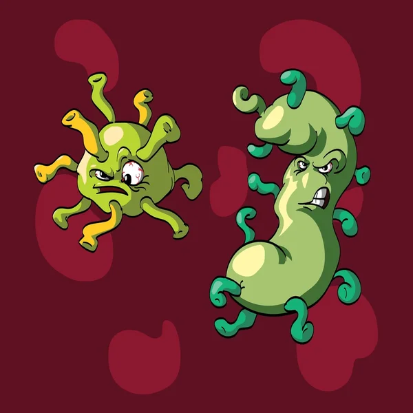 Vector Cartoon Viruses - Stok Vektor