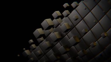 Soyut Arkaplan Koyu Gri 4K Küp Hareketi Grafikleri Soyut Teknoloji Arkaplanı