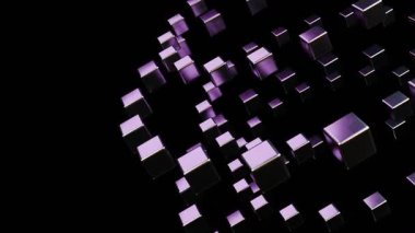 Siyah Arkaplan Özeti Dijital Bağlantı Veri Ağı Görselleştirmesinde Profesyonel Dinamik Gümüş Küpler Hareketi Grafikleri