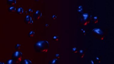 Sıvı, organik hareketli, parlak metalik damlacıklardan oluşan kusursuz 4K döngüsü. Değişken bir arkaplana karşı canlı mavileri ve kırmızıları yansıtır, gizemli, fütürist bir atmosfer yaratır..