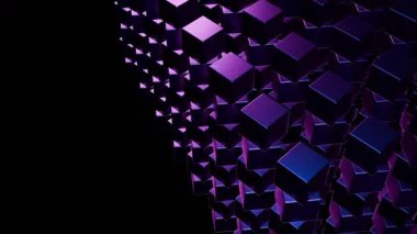 Göz kamaştırıcı 4K soyut döngü, parlak mor ve mavi enerjiyle karanlık bir arkaplanda dönüyor. Kusursuz hareket, modern sunumlar, web siteleri ve video arkaplanları için çok yönlü.