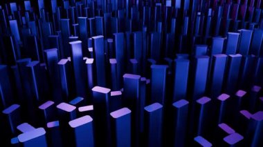 Göz kamaştırıcı 4K soyut döngü, parlak mor ve mavi enerjiyle karanlık bir arkaplanda dönüyor. Kusursuz hareket, modern sunumlar, web siteleri ve video arkaplanları için çok yönlü.