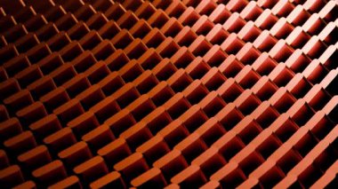 Canlı geometrik şekiller içeren dramatik animasyon arka planı sıcak kırmızı ve serin kahverengi tonlar arasında geçiş yaparak büyüleyici bir dinamik doku yaratıyor.